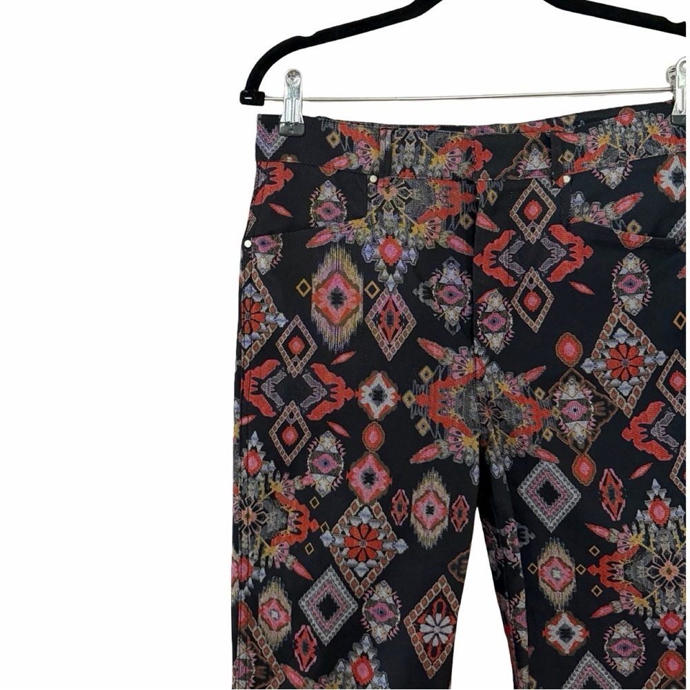ZARA Mid Rise Black Batik Slim Cotton Bohemian Denim Pants Sz M - Picture 3 of 6